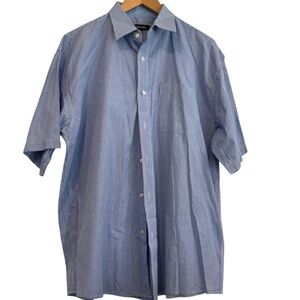 Bogari Men's Blue & White Gingham Checkered Short Sleeve Dress Shirt Size XXL